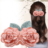 Daiiibabyyy New Solid Fabric Flower Hairpin 3D Floral Hair Clip Spring Clip Bridal Headdress Wedding Hair Accessories Women's Hair Clips