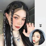 Daiiibabyyy Women Hair Extension Tools Seamless Braided Hair Rope Ponytail Braid Twist Color Hanging Ear-dye Hair Pieces Hanging Ear-dye Wig