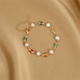 Daiiibabyyy Elegant Colorful Love Heart Link Chain Bracelets For Women Girls New Fashion Butterfly Star Beaded Pendant Bracelet Wristbands