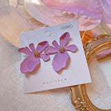Daiiibabyyy Unique Design Purple Flowers Butterfly Drop Earrings for Women Sweet Fairy Mystery Shiny Crystal Resin Yarn Earring Jewelry
