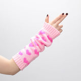 1 Pair Women Gloves Japanese Kawaii Lolita Arm Sleeve Girl Arm Crochet Knitting Gothic Heart Warm Fingerless Warmer Winter Glove daiiibabyyy