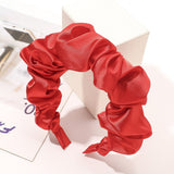 Daiiibabyyy Large Intestine Ruched Headband for Women Bezel Wild Imitation Silk Solid Color Satin Wrinkled Headband Bandana Simple Hair Hoop