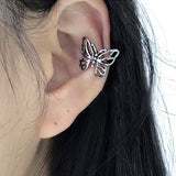 Daiiibabyyy Punk Vintage Metal Hollow Butterfly Ear Clips For Women Girls Trendy No Piercing Fake Cartilage Ear Cuffs Earrings Party Jewelry