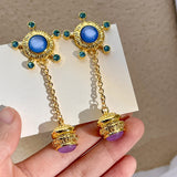 Daiiibabyyy Statement Fashion Baroque Style Metallic Resin Long Drop Earrings For Women Personality New Jewelry Wholesale
