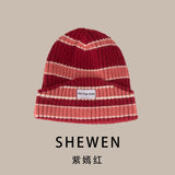 Daiiibabyyy Winter Men Warm Striped Knitted Beanie Hip Hop Cycling Cotton Knit Hat Women Acrylic Ski Cap Skullcap Skullies Gorras