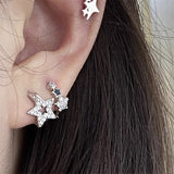 Daiiibabyyy Korean Fashion Crystal Star Hoop Earrings Punk Aesthetic DIY Mini Cute Earrings for Women Y2K Accessory Egirl Jewellery 2000s
