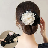 Daiiibabyyy Crystal Big Net Yarn Flower Deft Bun Curler Hair Band Women Retro Hair Styling Hair Bun Twist Maker Ponytail Headwear New