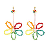 Korean Hand Woven Glass Rice Beads Flower Tassel Earrings Women's Cute Glamour Dangle Earrings Party Jewelry Accessories daiiibabyyy