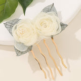 Daiiibabyyy New Net Yarn Flower Leaf Bridal Hair Comb for Girls Hairpin Beige Hair Ornaments Jewelry Wedding Hair Accessories Free Shipping