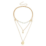 Daiiibabyyy Multi-layer Pendant Necklace Jewelry New Multi-layer Pendant Necklace Female Jumper Chain Personality Tide Cool Hundred
