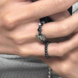 Daiiibabyyy Korean Style Natural Stone Beads Rings Dark Art Kpop Butterfly Ring for Women Unisex Couple Fashion Unusual Jewelry Accessories