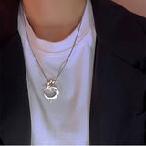 Daiiibabyyy Hip hop Titanium Steel Melting Moon Star Pendant Necklace for Women Men ins y2k Grunge Male Necklace Jewelry Teenager Gift