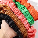 Daiiibabyyy 2023 Big Ruched Headband Bezel Lady Simple Solid Color Satin Wrinkled Hair Hoop Hairband Headband Hair Accessories for Women