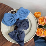 Daiiibabyyy Fashion Rose Bow Clip for Women's Hair Accessory Elegant Headwear Solid Color Clip Art Bow for Polytail Summer Korean Hair Tie
