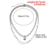 Daiiibabyyy Simple Fashion Metal Beaded Dice Pendant Necklace Hip Hop Punk Men's Stitching Pearl Double Layer Necklace Anniversary Gift