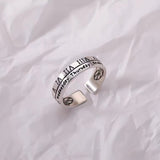 Daiiibabyyy Vintage Simple Trend Punk Hip Hop Roman Numerals Stainless Steel Rings Men Women Couple Adjustable Opening Rings Jewelry Gift