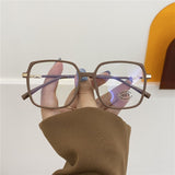 Daiiibabyyy Fashion Unisex Square Plain Glasses for Men Women Metal Frame Glasses for Party Eyeglasses Gentle Exaggeration Frame