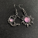 Daiiibabyyy Fashion Bohemia Sun And Moon Earrings Silver Color Round Crystal Drop Earrings Women Female Boho Jewelry Gift For Her