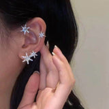 Daiiibabyyy Fashion Snowflake Ear Clip Ear Cuff for Women Girls Trendy Butterfly Clip Earrings Without Piercing Party Wedding Jewelry Gift