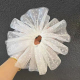 Daiiibabyyy 26cm Super Large Lace Dots Hair Scrunchies for Women Fairy Elegant Mesh Dot Hair Bands Oversized Ponytail Holder Lady Hair Ties