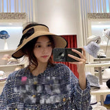 Daiiibabyyy Straw hats for women Visor Empty Top Hat Women's Summer Sunscreen Commuter Sun Hat Bow Rear Elastic Riding Cap