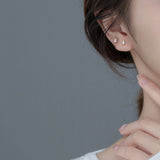 Daiiibabyyy Simple Crystal Stud Earrings for Women Squares Ear Piercing Cartilage Lobe Rook Tragus Helix Flat Body Jewelry for Girls KAE337