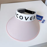 Daiiibabyyy Technology Sunscreen Series Big Cover Printing Empty Top Visor Cap Women Summer Breathable Headband Cap Ice Silk Cold Sun Cap