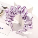 Daiiibabyyy Large Intestine Ruched Headband for Women Bezel Wild Imitation Silk Solid Color Satin Wrinkled Headband Bandana Simple Hair Hoop
