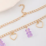 Daiiibabyyy Cute Animal Bear Charms Pendant Necklaces Vintage Hollow Out Peach Heart Chains Choker for Girls Female Fashion Jewelry Party