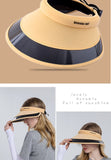 Daiiibabyyy Women Empty Top Hat Summer Visor Foldable Cap Female Hiking Outdoor Sports Solid Anti-UV Beach Hats Fishing Camping Caps