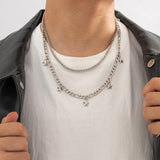 Daiiibabyyy Pentagram Pendant Men's Hip-hop Metal Necklace Simple Style Double-layer Choker Chain Short Necklace Men Chain Jewelry