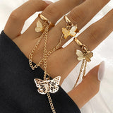 Hiphop Punk Silver Color Long Tassel Chain Rings for Women Men Fashion Metal Adjustable Open Finger Rings Set Gift Jewelry daiiibabyyy