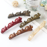 Daiiibabyyy Solid Color Braided Hair Clips Korean Fashion Duckbill Hairpins with 3 Small Clips Rhinestones Girls Bangs Clip Styling Barrette