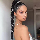 Daiiibabyyy 1pc 120cm Flashing Rhinestone Long Tassel Braided Hair Chain Hair Jewelry Women Hip Hop Crystal Hair Extension Chain Accessories