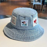 Daiiibabyyy Cowboy Denim Cotton Fisherman Hat Women Spring Summer Japanese Retro Sunscreen Basin Hat Plain Bucket Hat Tide
