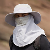 Daiiibabyyy Hat Scarf 2PCS Couple Bucket Hat Removable Mesh Hiking Cap Women Men Summer Outdoor Fishing Panama Sun Protection Visor Hat 9029