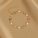 Daiiibabyyy Elegant Colorful Love Heart Link Chain Bracelets For Women Girls New Fashion Butterfly Star Beaded Pendant Bracelet Wristbands