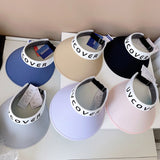 Daiiibabyyy Technology Sunscreen Series Big Cover Printing Empty Top Visor Cap Women Summer Breathable Headband Cap Ice Silk Cold Sun Cap
