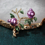 Daiiibabyyy Chinese Style Plant Brooch Pomegranate Women Romance Fashion Jewelry Purple Suit Accessories Enamel Inlay Zircon Free Shipping