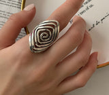 Retro Silver Color Geometric Rhombus Stripe Open Rings For Women Fashion Exaggerate Open Index Finger Ring anillos Femme Jewelry daiiibabyyy