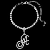 Fashion Cursive A-Z Initial Letters Zircon Anklets Bracelet For Women Bling Crystal Tennis Chain Anklet Beach Sandals Jewelry daiiibabyyy