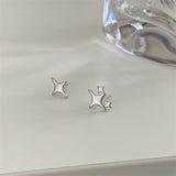 Daiiibabyyy Trend Statement Silver Color Plated Hollow Star Hoop Earring For Women Fashion Vintage Accessories Aesthetic Jewelry Gift