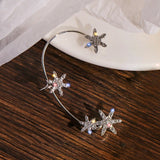 Daiiibabyyy Fashion Snowflake Ear Clip Ear Cuff for Women Girls Trendy Butterfly Clip Earrings Without Piercing Party Wedding Jewelry Gift