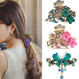 Daiiibabyyy Women Butterfly Crystal Rhinestone Hair Clips Girl Flower Big Barrettes Hair Pins Hair Accessories Hairstyle Design Styling Tool