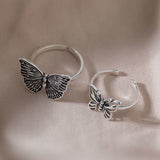 Hiphop Vintage Rings Set for Women Men Aesthatic Retro Punk Silver Plated Heart Flower Butterfly Chain Finger Ring Jewelry daiiibabyyy