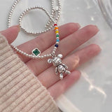 Korean Fashion Cute Plush Bear Pendant Womens Necklace for Girls Female Bear Chain Necklaces Christmas Party Jewelry Set