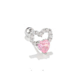 Daiiibabyyy NEW Y2K Cute Stainless Steel Pink Heart Bear Wing Piercing Cartilage Stud Earring For Women Egirl EMO Grunge Jewelry Accessories