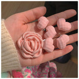 Recommended! Pink Love Heart-Shaped Hairpin 5 PCs Sweet Cute Girls' Hair Accessories Side Clip Super Fairy Flowers Headdress daiiibabyyy