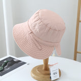 Daiiibabyyy Washed Cotton Rear Split Fisherman Hat Women Summer Korean Version Sunshade Basin Hat Leisure Travel Foldable Bucket Hat
