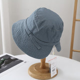 Daiiibabyyy Washed Cotton Rear Split Fisherman Hat Women Summer Korean Version Sunshade Basin Hat Leisure Travel Foldable Bucket Hat